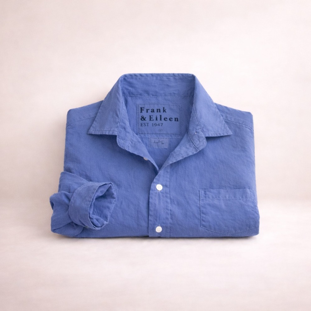 Frank & Eileen Eileen Organic Cotton Italian Fabric Button Up Shirt M Periwinkle - Picture 2 of 8